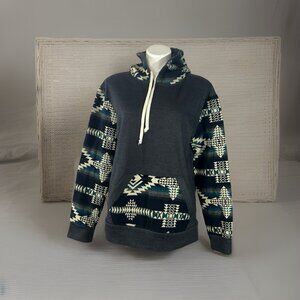Ankas Art Cotton Wool Hoodie Pullover Aztec Print Size Medium Charcoal gray READ